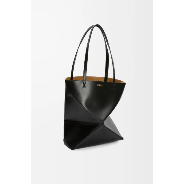 LOEWE Medium Puzzle Fold Tote In Shiny Calfskin, view 3