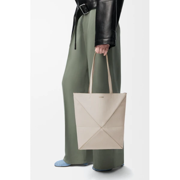 LOEWE Medium Puzzle Fold Tote In Soft Grained Calfskin, view 2