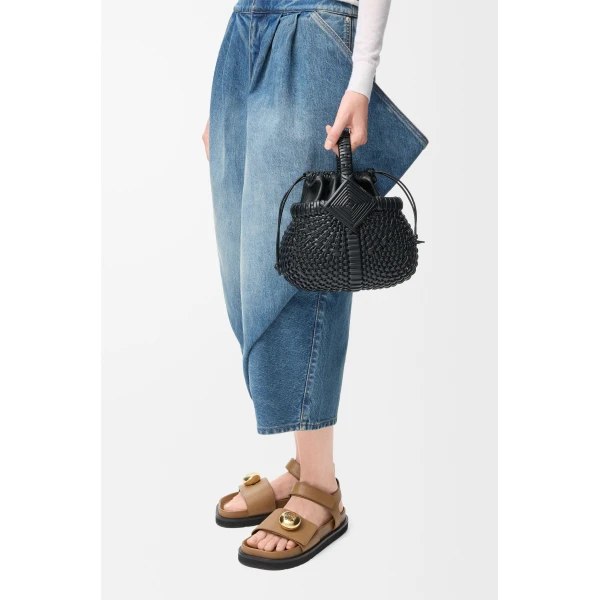 LOEWE Mini Diamond Round Basket Bag In Calfskin, view 2