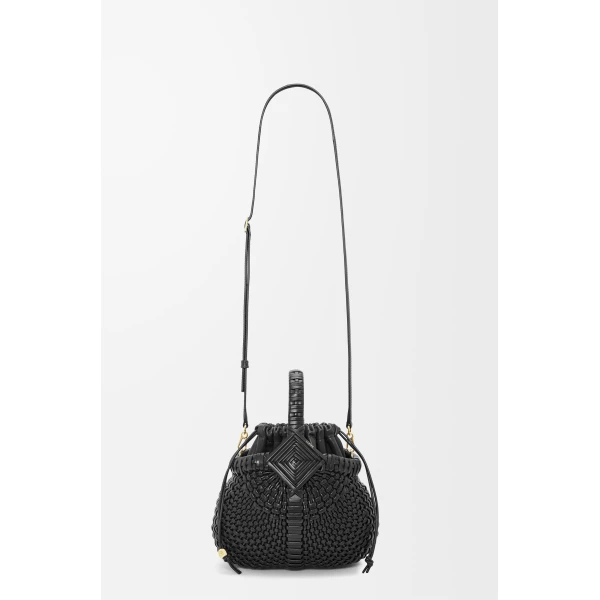 LOEWE Mini Diamond Round Basket Bag In Calfskin, view 4