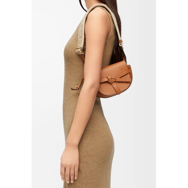 LOEWE Mini Gate Dual Bag In Soft Calfskin And Jacquard, view 2