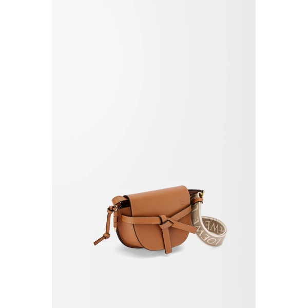 LOEWE Mini Gate Dual Bag In Soft Calfskin And Jacquard, view 3