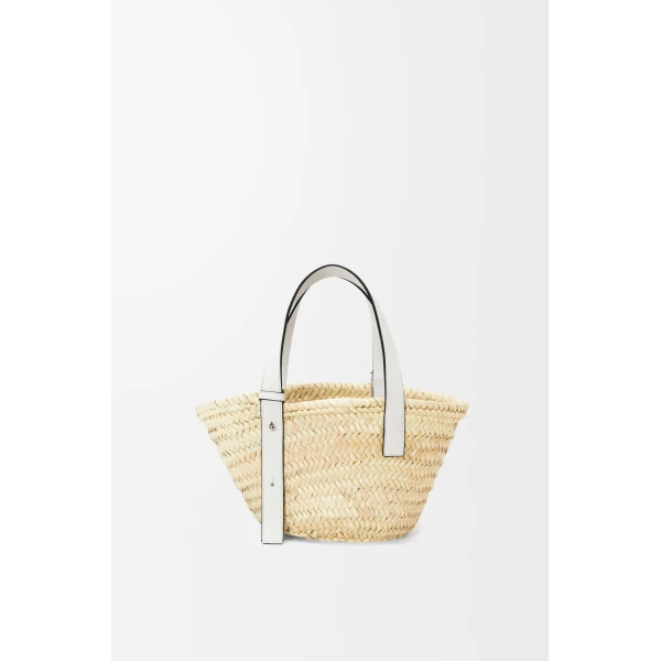 LOEWE Small Basket Bag In Palm Leaf And Calfskin, view 3