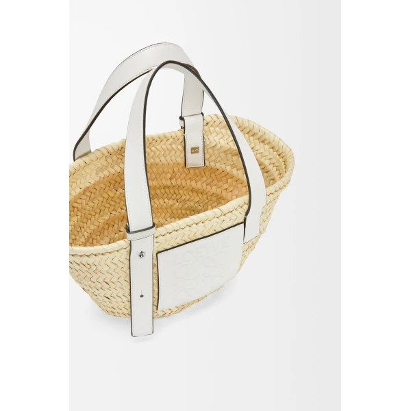 LOEWE Small Basket Bag In Palm Leaf And Calfskin, view 4