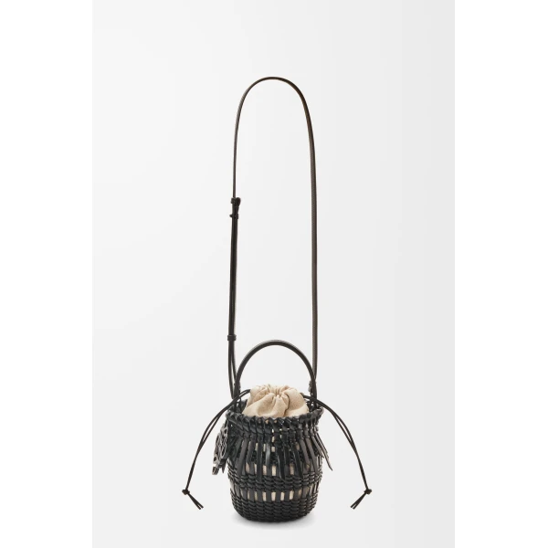 LOEWE Small Fringe Bucket Bag In Calfskin, view 3
