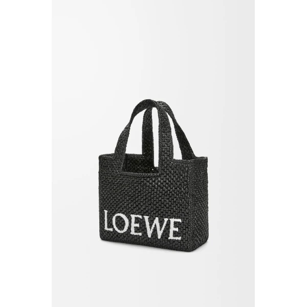 LOEWE Small Loewe Font Tote In Raffia, view 3