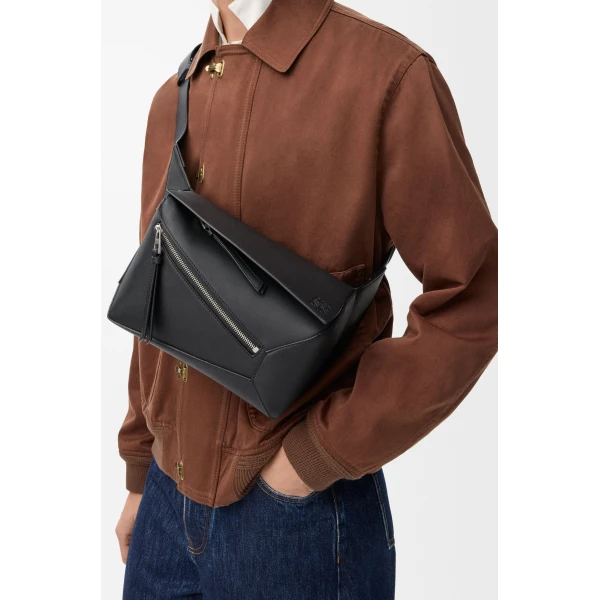 LOEWE Small Puzzle Edge Bumbag In Classic Calfskin, view 2
