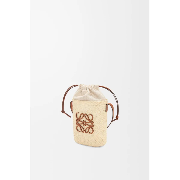 LOEWE Square Pocket In Iraca Palm And Calfskin, view 3