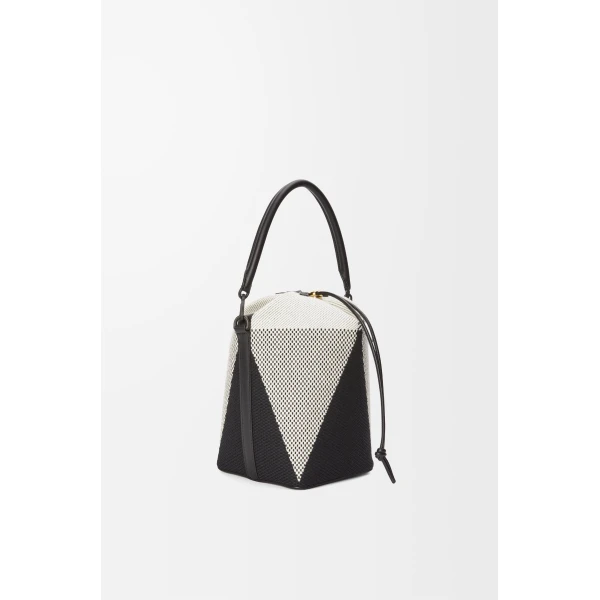 LOEWE Treasure Bako Bucket In Canvas Jacquard And Calfskin, view 2