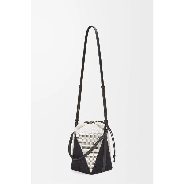 LOEWE Treasure Bako Bucket In Canvas Jacquard And Calfskin, view 3