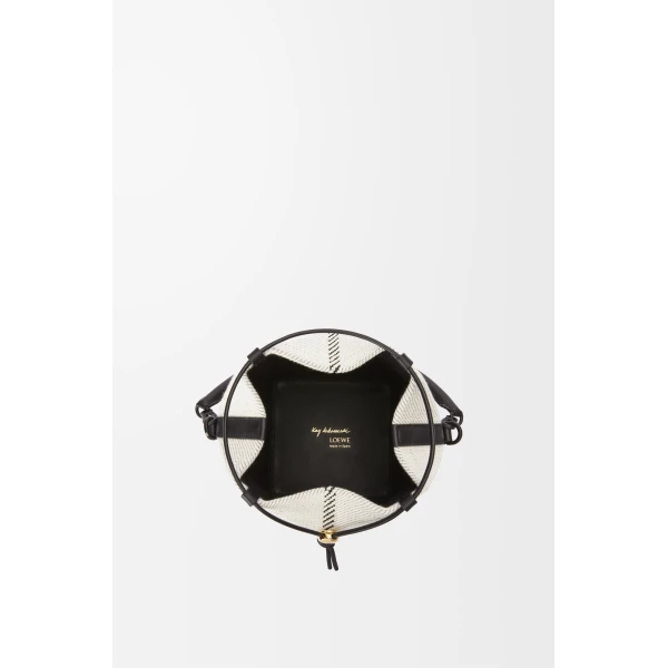 LOEWE Treasure Bako Bucket In Canvas Jacquard And Calfskin, view 4