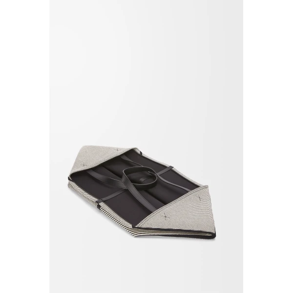 LOEWE Xxl Puzzle Fold Tote In Canvas Jacquard And Calfskin, view 3