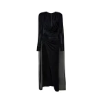 Lapointe Jersey Cowl Neck Slit Gown With Georgette Cape