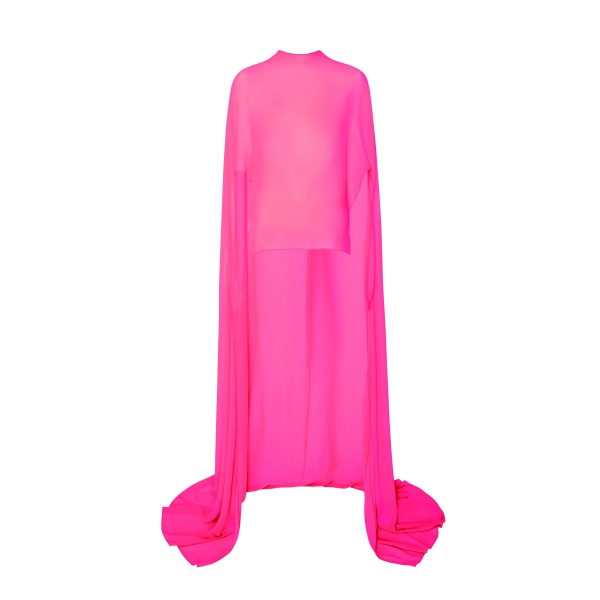 Lapointe Lightweight Georgette High Low Scarf Cape Top