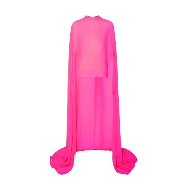 Lapointe Lightweight Georgette High Low Scarf Cape Top