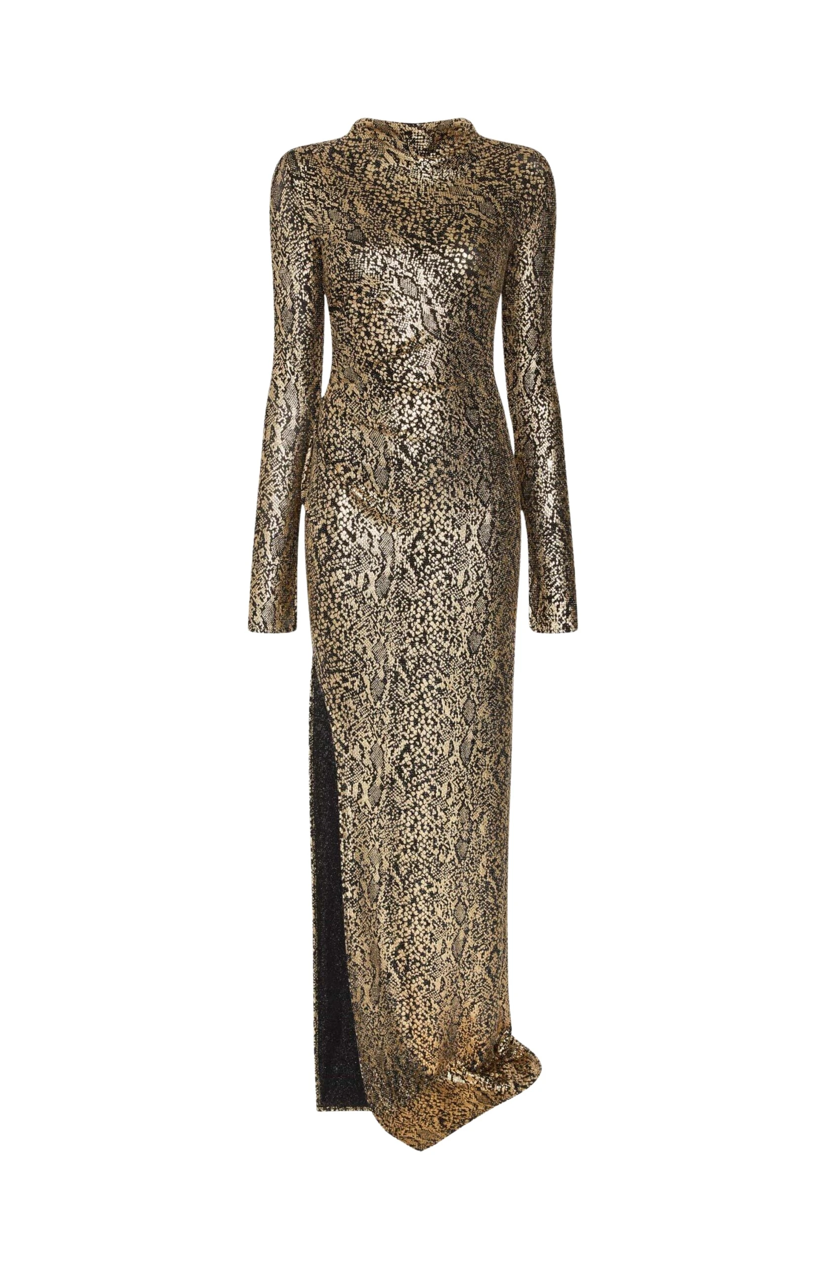 Lapointe-Metallic-Snake-Jersey-Long-Sleeve-Ruched-Gown-scaled29101_nobg Lapointe Metallic Snake Jersey Long Sleeve Ruched Gown