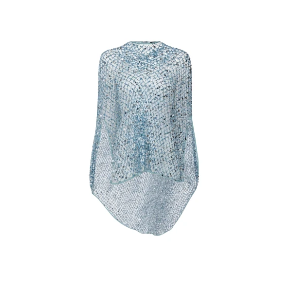 Lapointe Net Mesh Sequin Oversized Cape Tee