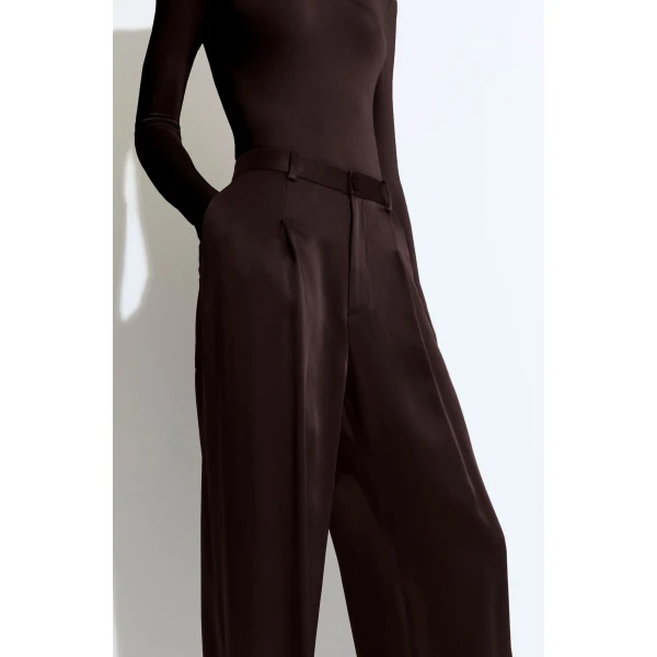 LaPointe Satin Relaxed Pleated Pant, view 4