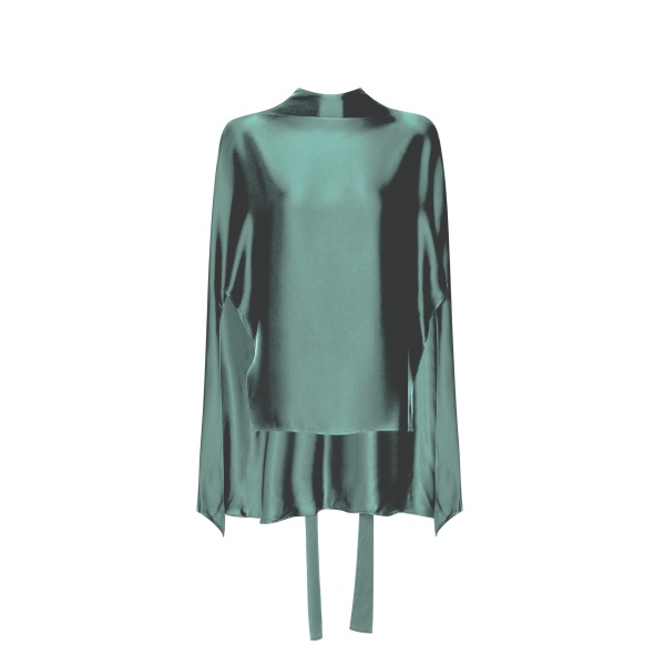 Lapointe Silky Twill Scarf Cape Top