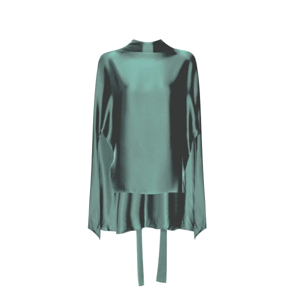 Lapointe Silky Twill Scarf Cape Top