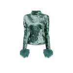 Lapointe Velvet Dolman Top With Feathers