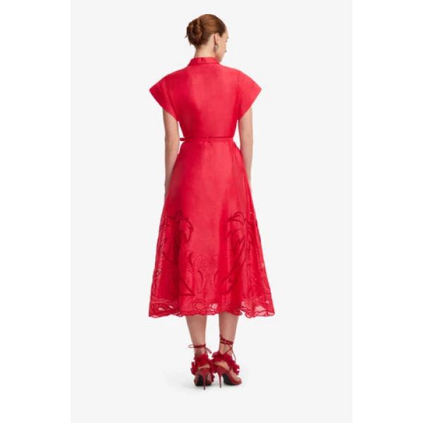 Leo Lin Aubrey Striped Shirt Midi Dress, view 5