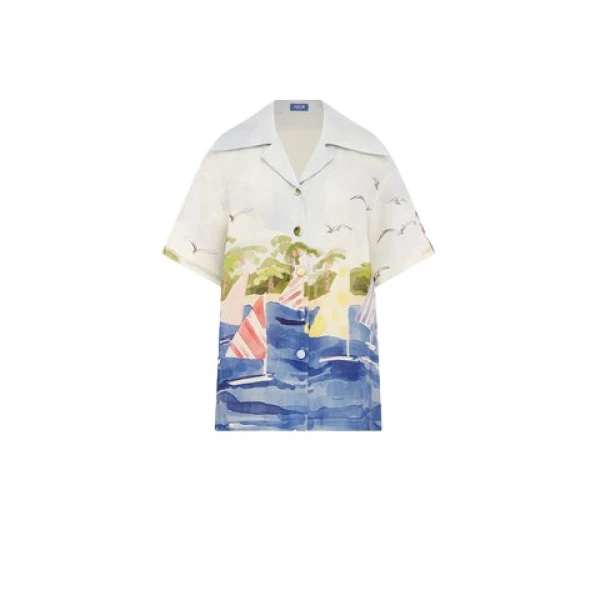 Leo Lin Multicolour Tops Sailing ships scatter across a soft canvas