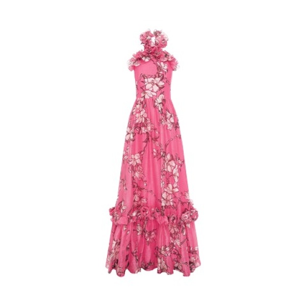 Leo Lin Isabelle Ruffled Halterneck Maxi Dress