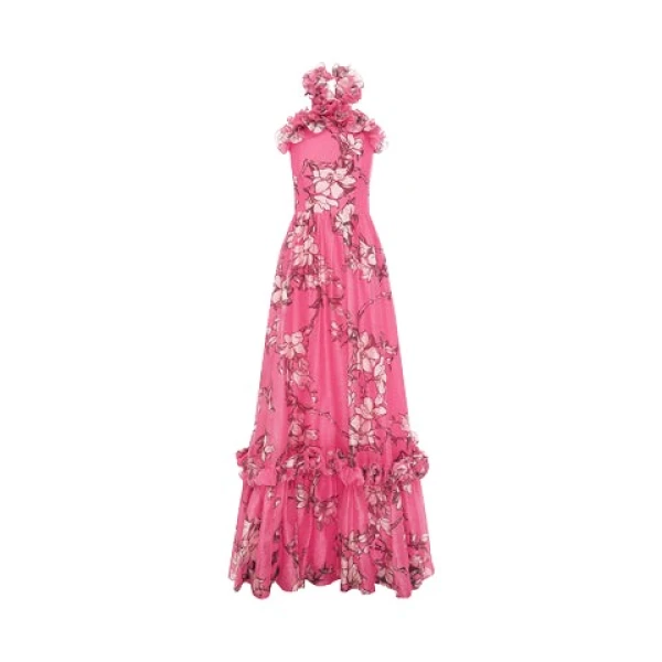 Leo Lin Pink Dresses Soft pink and ivory magnolias scattered across a gentle base. Light