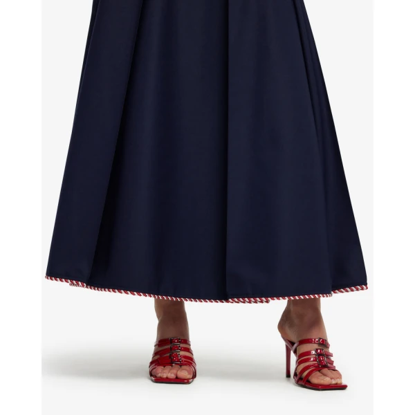 Leo Lin Blue Skirts Premium wool blend maxi skirt