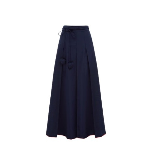 Leo Lin Blue Skirts Premium wool blend maxi skirt