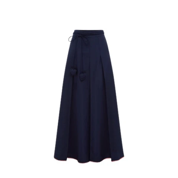 Leo Lin Blue Skirts Premium wool blend maxi skirt