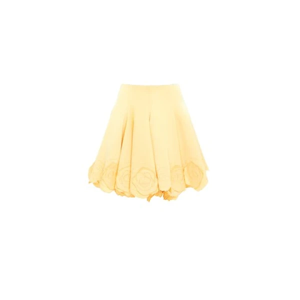Leo Lin Yellow Skirts Premium appliqué mini skirt