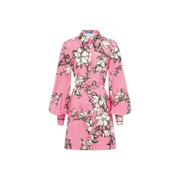 Leo Lin Pink Dresses Soft pink and ivory magnolias scattered across a gentle base. Light