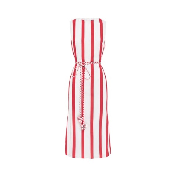 Leo Lin Olive Striped Midi Dress