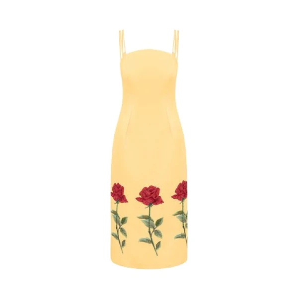 Leo Lin Yellow Dresses Premium embellished midi dress
