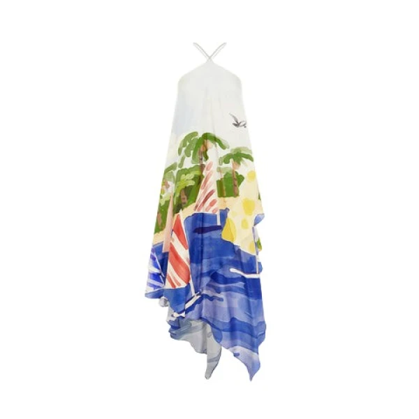 Leo Lin Multicolour Dresses Sailing ships scatter across a soft canvas