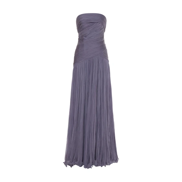 Marmar Halim Alina - Strapless Pleated Chiffon Gown With Cape Gowns