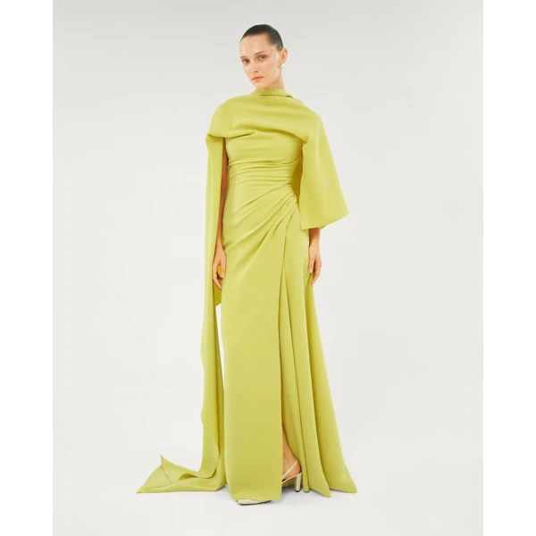 Marmar Halim Asymmetrcal Crepe Draped Dress With Slit Dresses