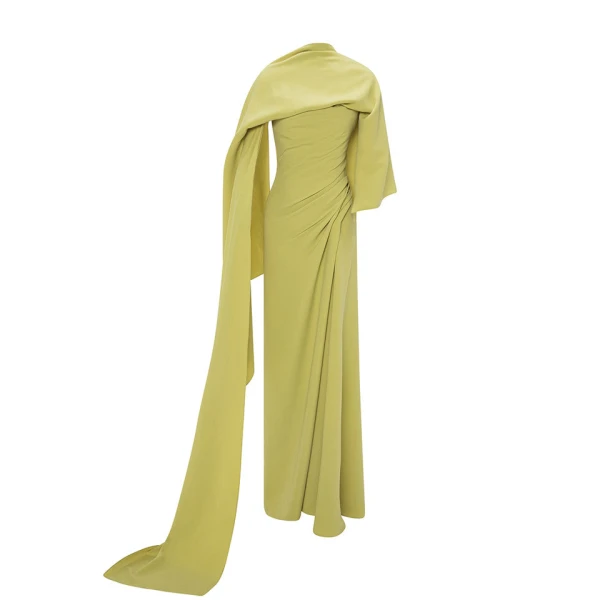 Asymmetrcal Crepe Draped Dress With Slit