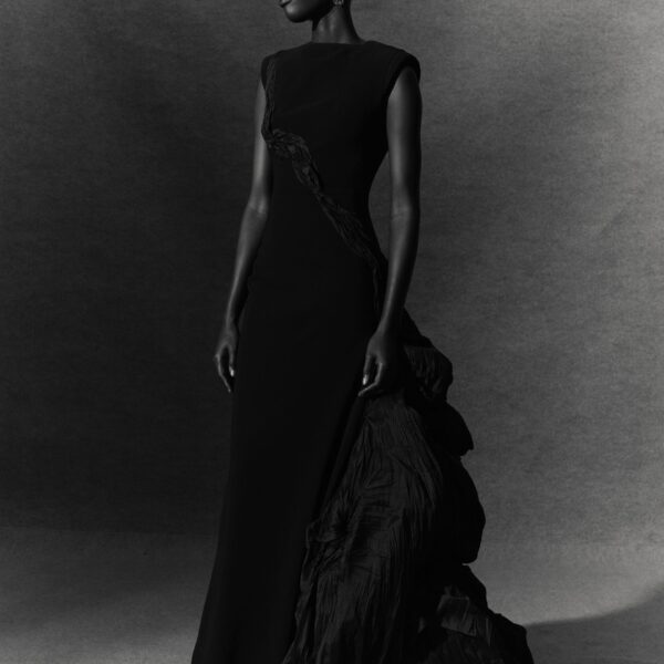 Marmar Halim Black Crepe Dress With Hand Crushed Tafeta Puff Dresses
