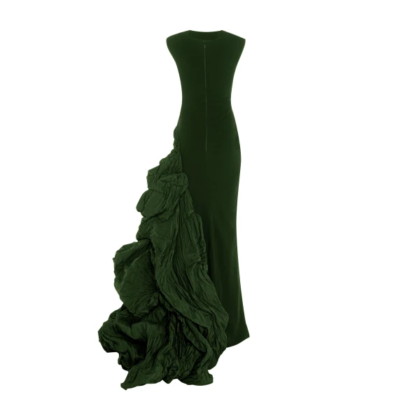 Marmar Halim Black Crepe Dress With Hand Crushed Tafeta Puff Dresses