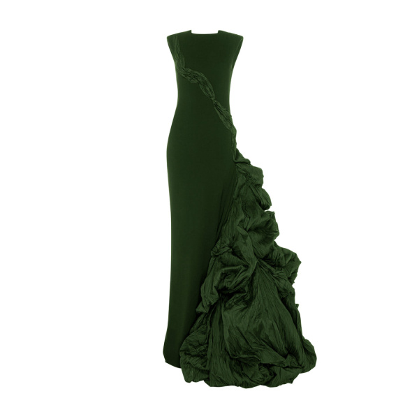 Marmar Halim Black Crepe Dress With Hand Crushed Tafeta Puff Dresses