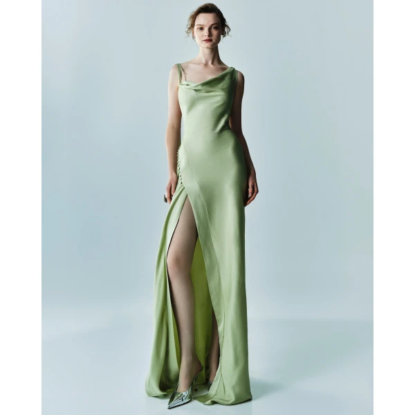 Marmar Halim Button Detailed Slip Silk Gown Gowns