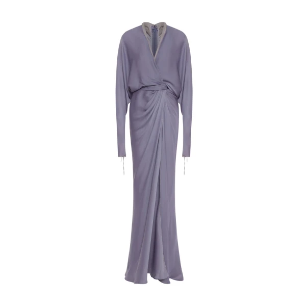 Camila - Draped Satin Gown With Structured Collar