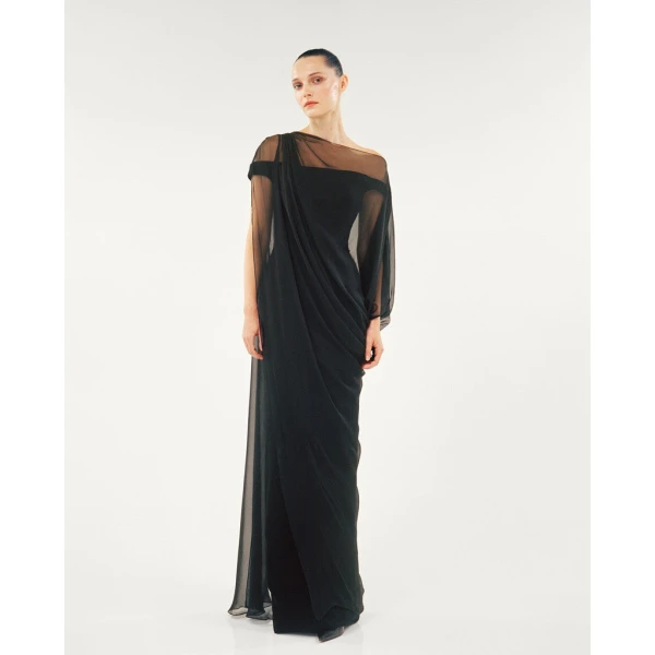 Marmar Halim Chiffon Cape Dresses