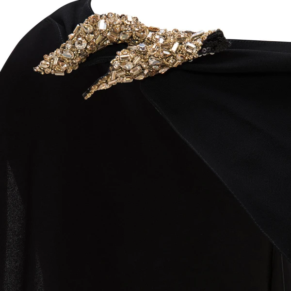 Marmar Halim Crepe Cape With Embroidered Broche Top