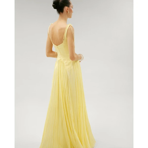 Marmar Halim Crepe Hand Pleated Chiffon Georgette A-Line Dress Dresses