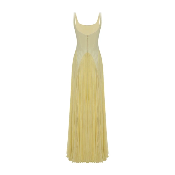 Marmar Halim Crepe Hand Pleated Chiffon Georgette A-Line Dress Dresses