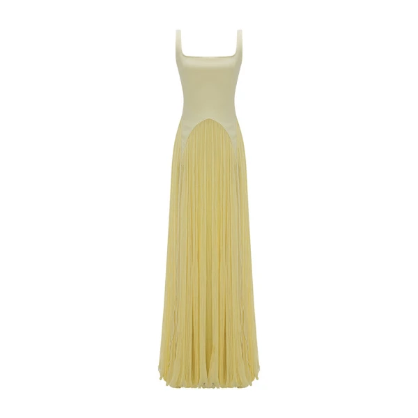 Marmar Halim Crepe Hand Pleated Chiffon Georgette A-Line Dress Dresses